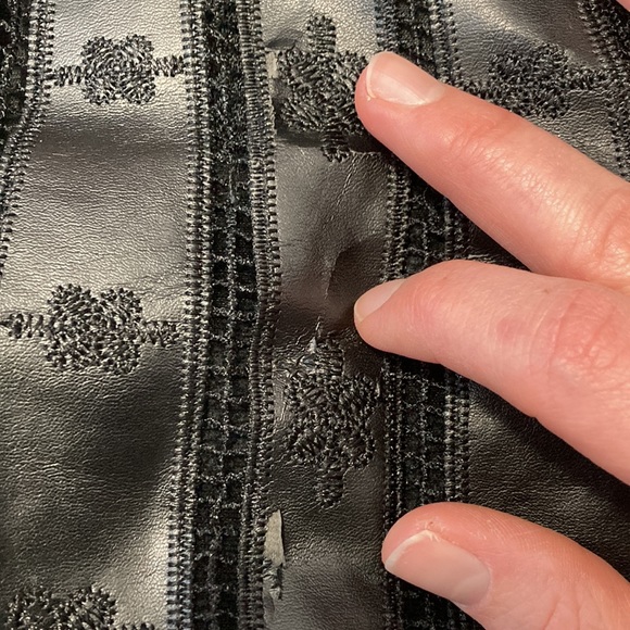 GORGEOUS Black Buffalo David Bitton Mini Dress with Leather&Lace Detailing - Picture 10 of 11